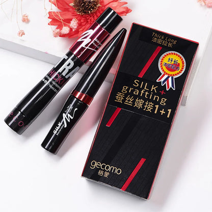 GECOMO 4D Silk Fiber Mascara Combo Set: Double Tube Waterproof Lash Extension