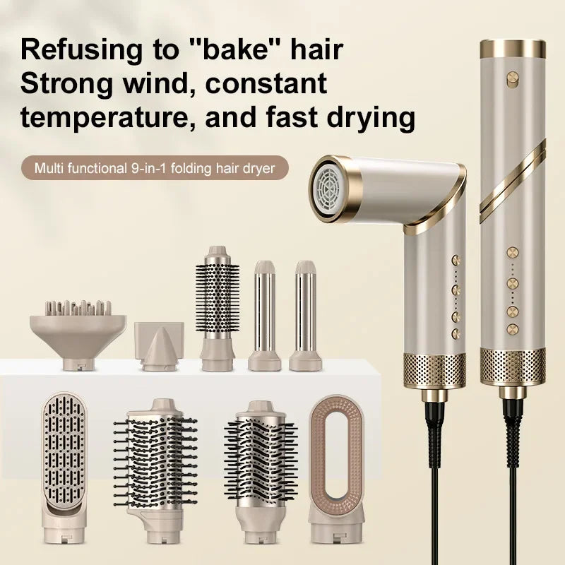 9 in 1 Hair Dryer Hot Comb Set Professional Curling Iron Hair Straightener Styling Tool For Professional Hair Dryer Household