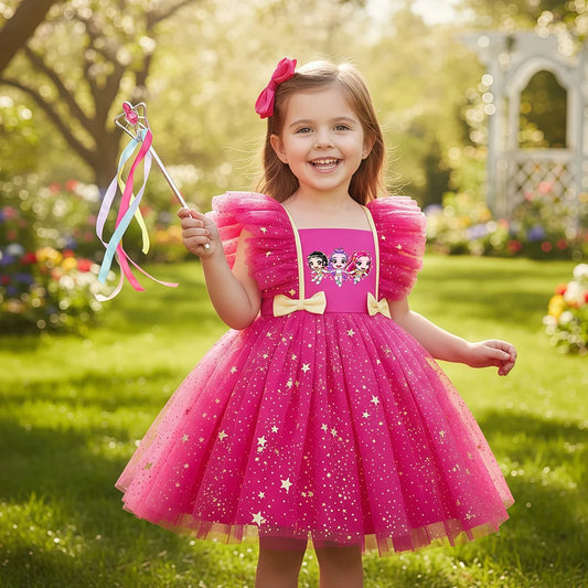 K-Pop Hunters Zoey Rumi Girl Fall Party Dress Birthday Holiday High Waist Tulle Dress Bow Wedding Gown Kids Wear Princess Dress