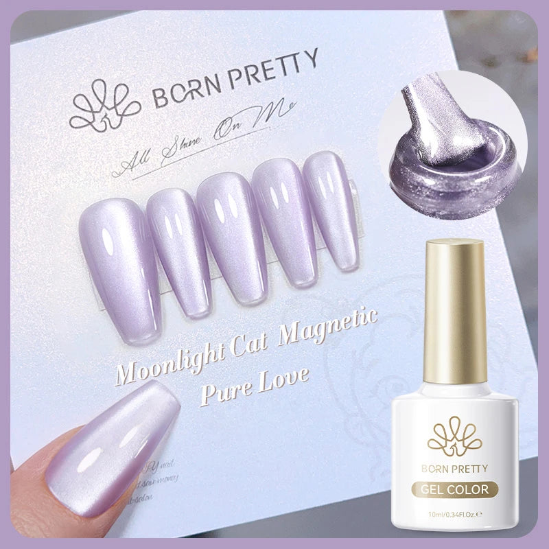 BORN PRETTY Sparkling Glass Bead Cat Magnetic Gel Nail Polish Flash White Spar Red Color Semi Permanent Soak Off UV Gel Varnish