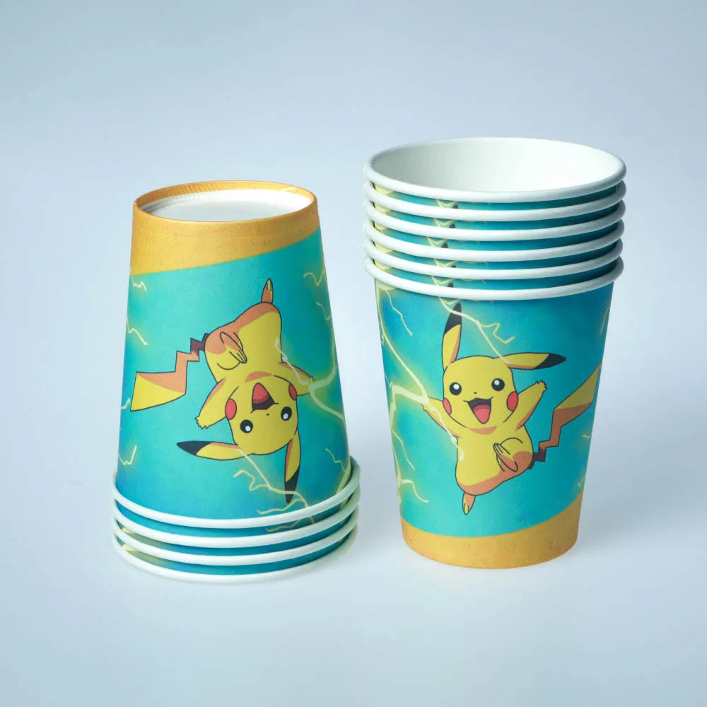 60pcs Pokemon Tableware Pikachu Birthday Decoration Disposable Cups Plates Napkins Happy Birthday Baby Shower Supplies Toys ﻿
