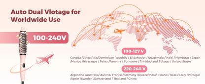 Thermal Brush 1.5 inch Dual PTC Heated Curling Styler 6 Temps with Negative Ions & Ceramic for Volumizing Straightener Curling