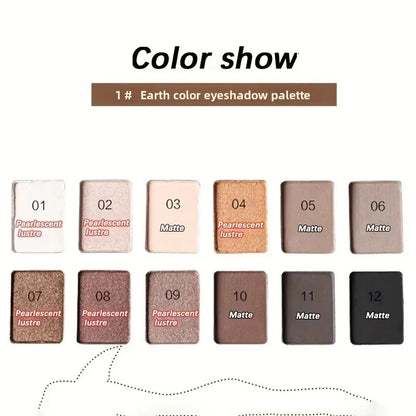 Professional 12 Colors Eyeshadow Palette Natural Shimmer Matte Nudes Cosmetic Eye Makeup Plate for Makeup Artists