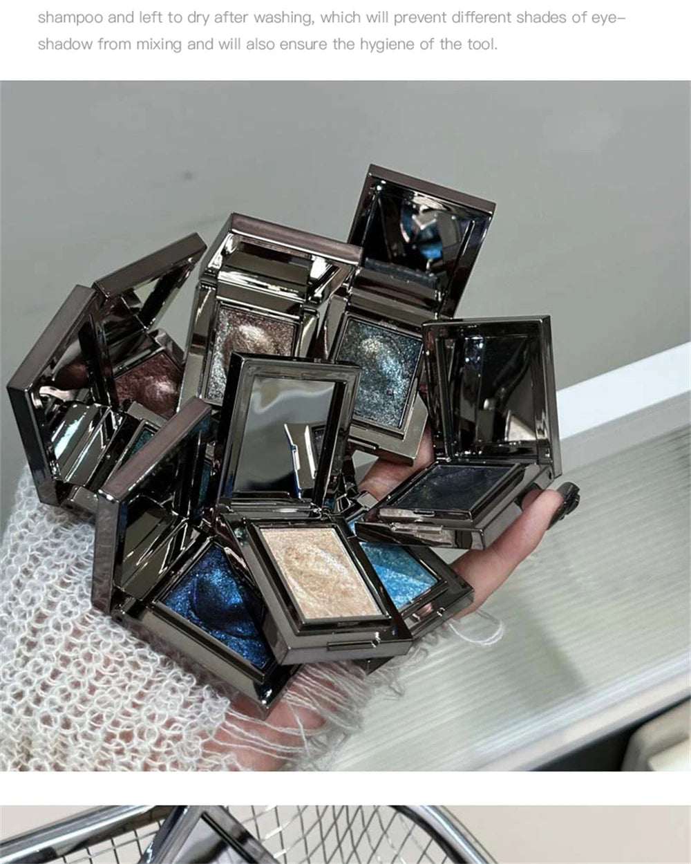Metallic Glitter Eyeshadow Cream Sparkling Mousse Shimmer Highlighter Pressed Pigments Punk Purple Pearlescent Eyeshadow Palette