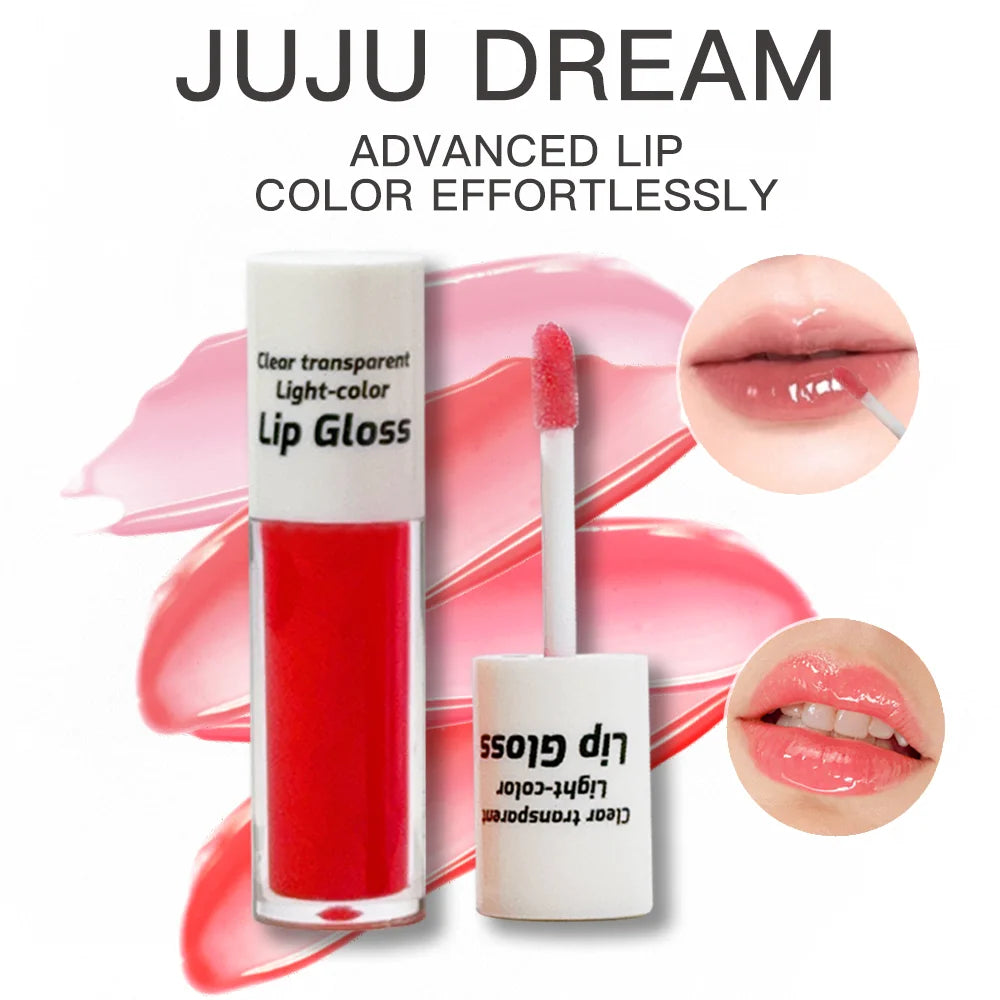 JUJU DREAM Clear Transparent Lip Gloss Set: 4-Color Water-Gloss Glaze