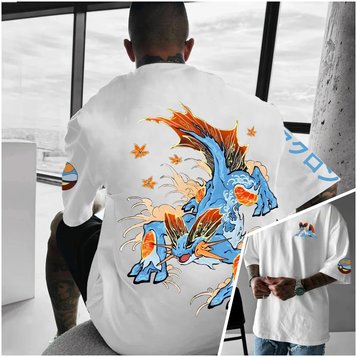 Bandai Pokémon World Harajuku Style Oversized Anime Print Adult Kids T-Shirts Summer Quick-dry Comfy Casual Light Plus Size