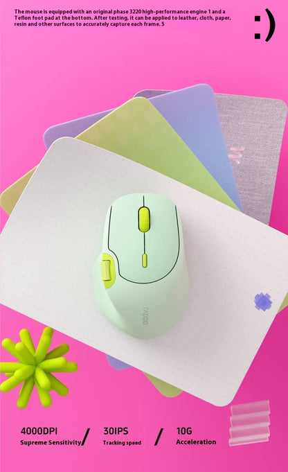 Rapoo MT560 Mouse 3mode Wireless Mice Ergonomic Hall Magnetic Induction Knob Cross Screen Custom Lightweight Gaming Pc Accessory