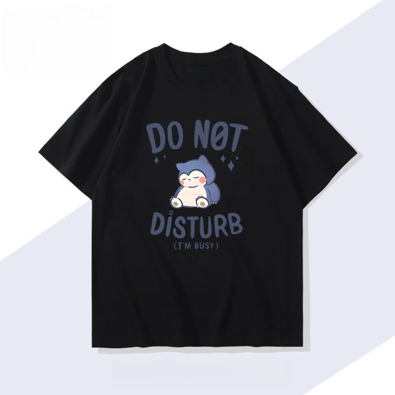 Men's New  Pokémon Handheld Game Snorlax T-shirt Summer New Men's and Women's Japanese  Trend Loose Casual Short-sleeved Top
