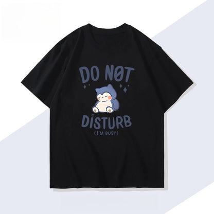 Men's New  Pokémon Handheld Game Snorlax T-shirt Summer New Men's and Women's Japanese  Trend Loose Casual Short-sleeved Top