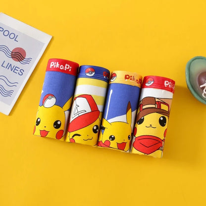 4pcs Pokemon Boys Boxer Underpants Cotton Anime U Pouch Bulge Underwear Cartoon Shorts Kids Cute Breathable Boxer Pants 2-12Y