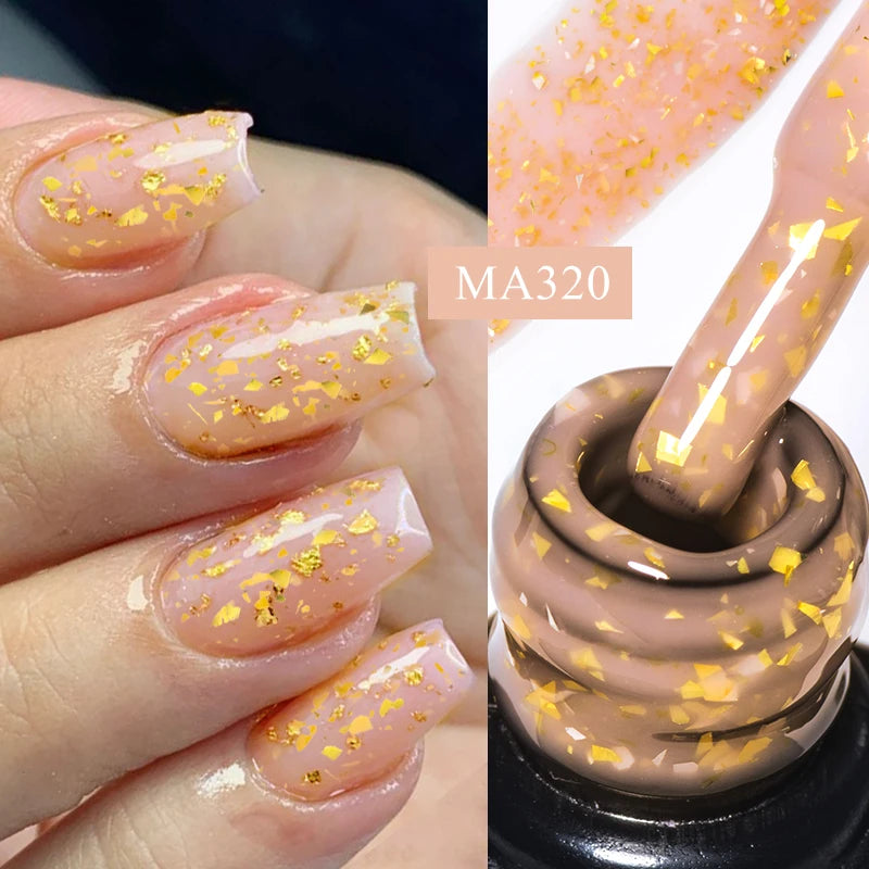 7ml Milk White Rubber Base Gel Silver Gold Pink Foils Glitter Base Coat Semi-Permanent Nail Art Gel Varnish For Nails Manicure