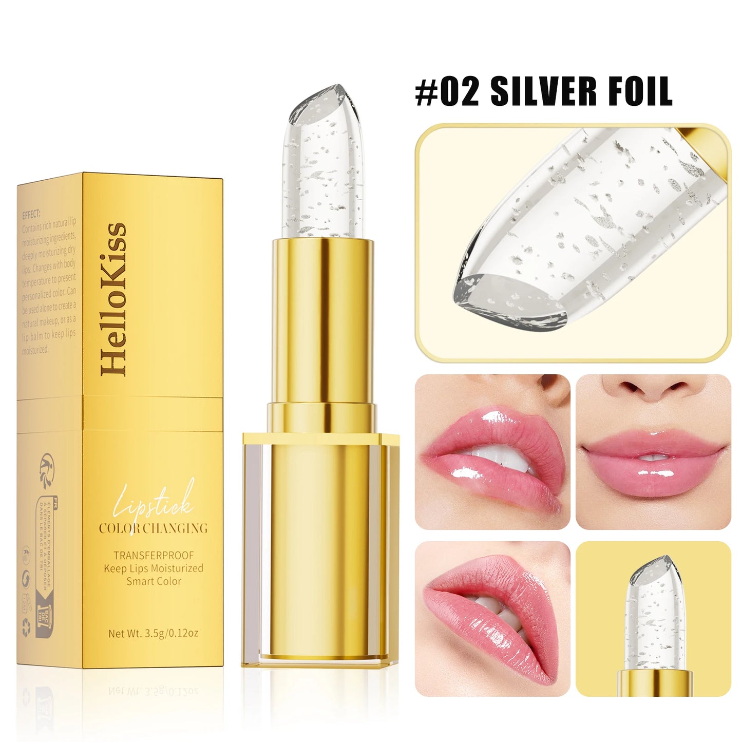 Temperature Color Changing Women Flower Lipstick Transparent Waterproof Moisturizing Crystal Jelly Pearlescent Lip Balm Cosmetic