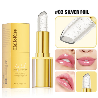 Temperature Color Changing Women Flower Lipstick Transparent Waterproof Moisturizing Crystal Jelly Pearlescent Lip Balm Cosmetic