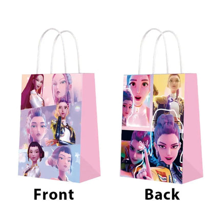 Hunters K-Pop Idol Party Favor Bags: 12-Piece Sealable Gift Bag Set with Stickers