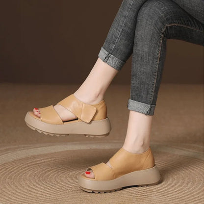 Women's Soft Muffin Sandals Breathable Retro Roman Sandals Thick Bottom Roman Women's Sandals