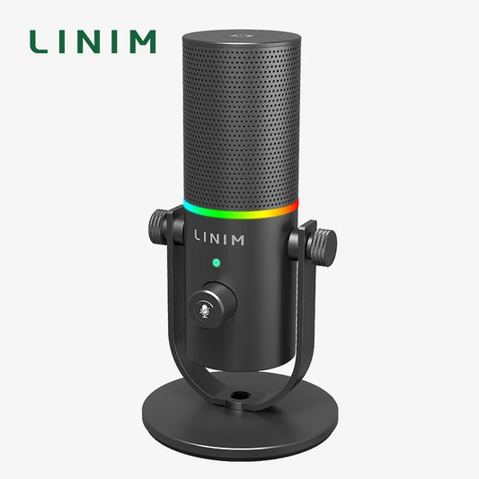 LINIM DM1 USB Digital Condenser Microphone with RGB Control/Headphone jack/Mute MIC for PC Phone Live Streaming Gaming Recording