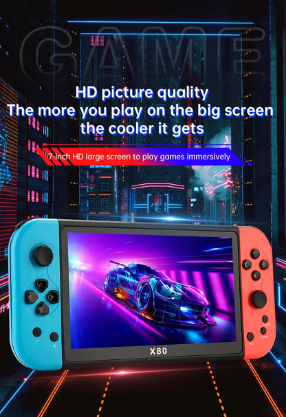 Coopreme X80 Portable Game Console 7-inch HD Large Screen Arcade PS1 Emulator Multi-function Nostalgia Classic PSP Handheld Game