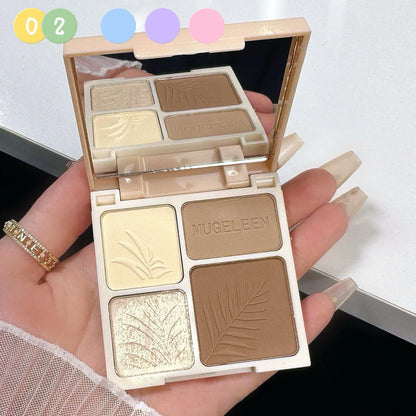 4 Colors Highlighter Contour 3D Facial Bronzer Cosmetic Brightening Beige Matte Highlights Palette Nose Shadow Powder Makeup