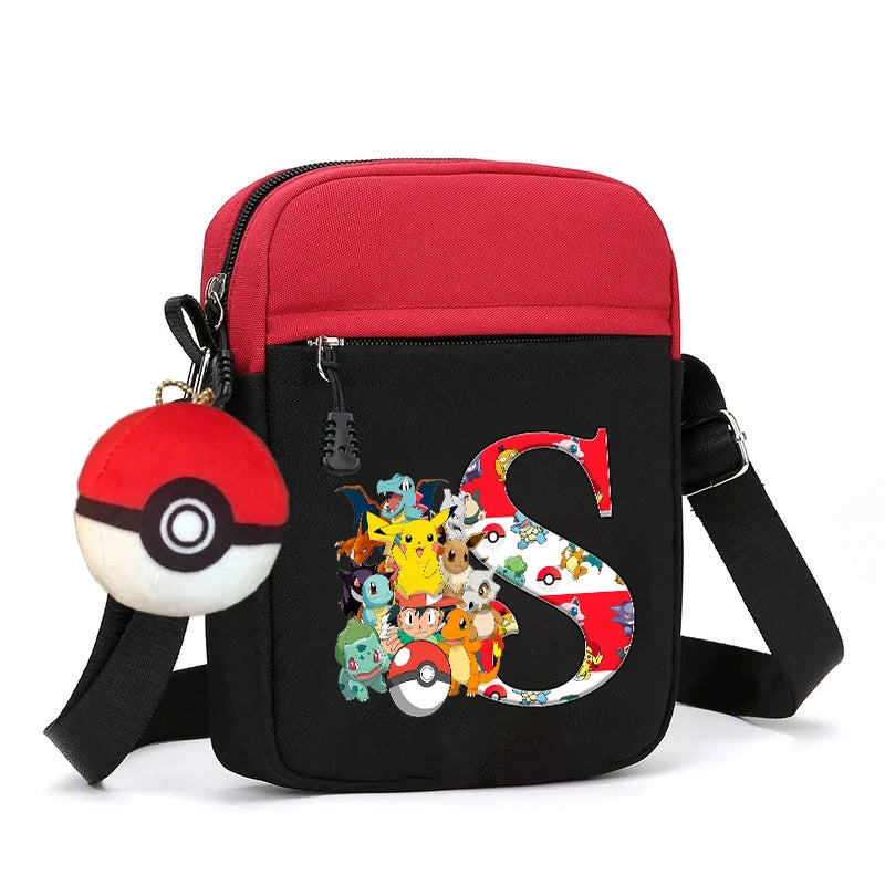 Cute Pokemons Letter A-Z Chest Packs Anime Pikachus Boy Girl Daily Travel Phone Pouch Shoulder Bag Outdoor Sport Crossbody