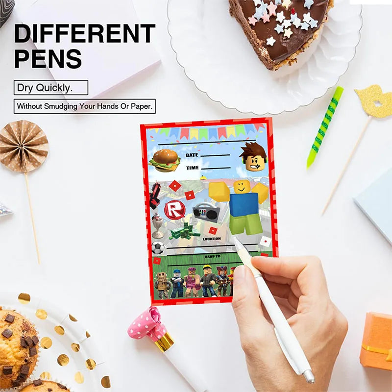 Roblox Birthday Party Invitation Cards (8pcs)