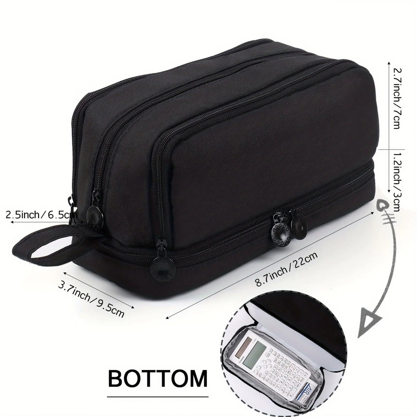 KPOP Pencil Case Student Storage Bag Stationery Large Space Storage 4 Compartment Pouch Double Side Opened