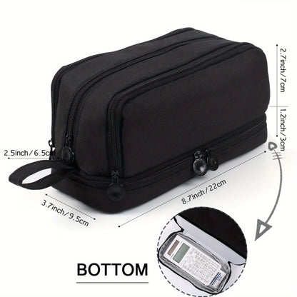 KPOP Pencil Case Student Storage Bag Stationery Large Space Storage 4 Compartment Pouch Double Side Opened