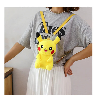 30cm Pokemon Fashion Japanese Anime Fun Cartoon Small Bag Pikachu Plush Doll Backpack Girl Cute Pikachu Plush Backpack