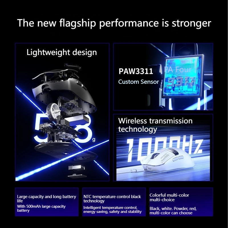 AULA SC650 Tri-Mode Wireless Gaming Mouse PAW3311 RGB Lightweight Digital Display Screen Custom PC E-Sports Accessory Gift