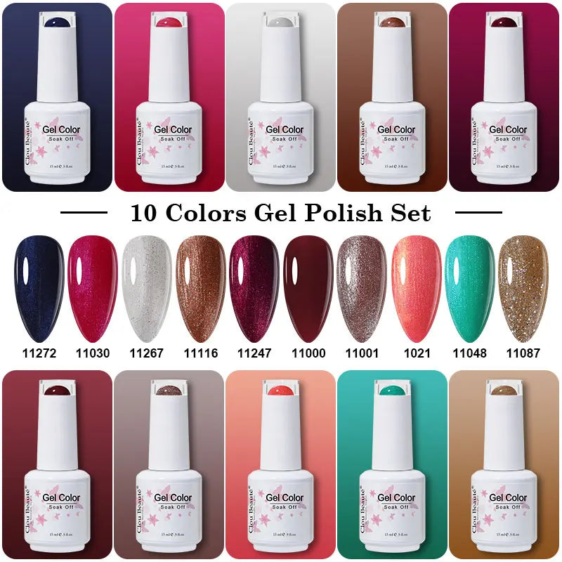 Clou Beaute 10/12/20/24pcs Gel Nail Polish Set Color 15ml White Glass Bottle Nail Art Kit Semi Permanent Gellack Nail Varnish