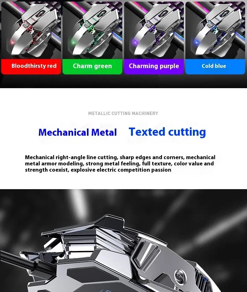 AULA SC300 Ultra-quiet Wireless Gaming Mouse Rechargeable Ergonomic Mechanical Armor Style, Colored and Vibrant Body Design