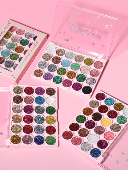 24Colors Body Face Glitter Gel Palette Waterproof Eye Hair Loose Sequins Eyeshadow Multifunctional Party Deco Makeup Cosmetics