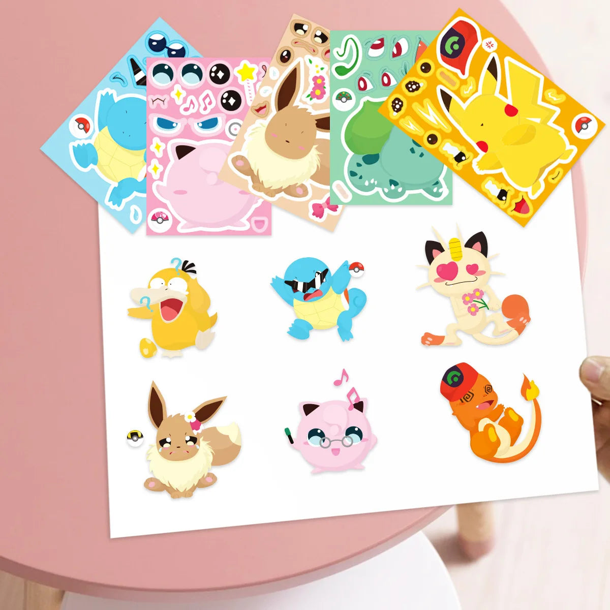 Pokemon DIY Puzzle Sticker Birthday Decoration Pikachu Make A Face Stickers Pokemon Sticker Kids Toys Boys Gifts Party Supplies