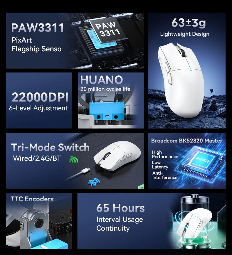Attack Shark X11 X11SE Wireless Gaming Mouse,1000 Hz,2.4G RGB Optical Mouse,16000 DPI,Ergonomic Computer Mice for PC Laptop Mac