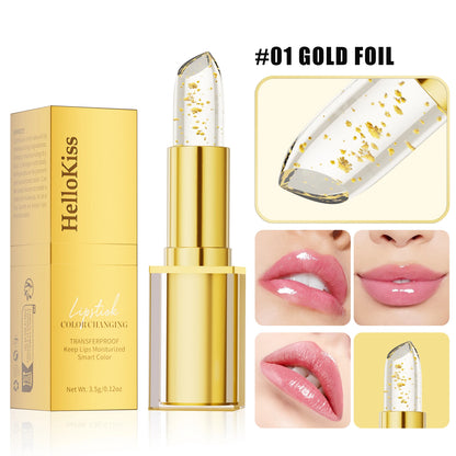 Temperature Color Changing Women Flower Lipstick Transparent Waterproof Moisturizing Crystal Jelly Pearlescent Lip Balm Cosmetic