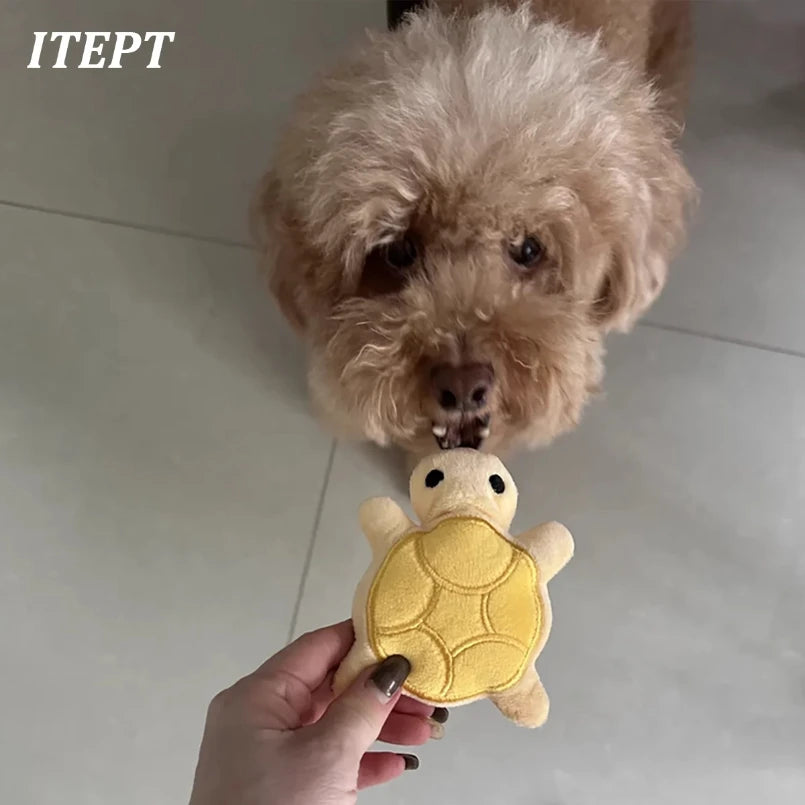 Mini cute turtle dog plush toy, squeaking dog teething sound toy, soft and safe, good for dental health, suitable for puppies