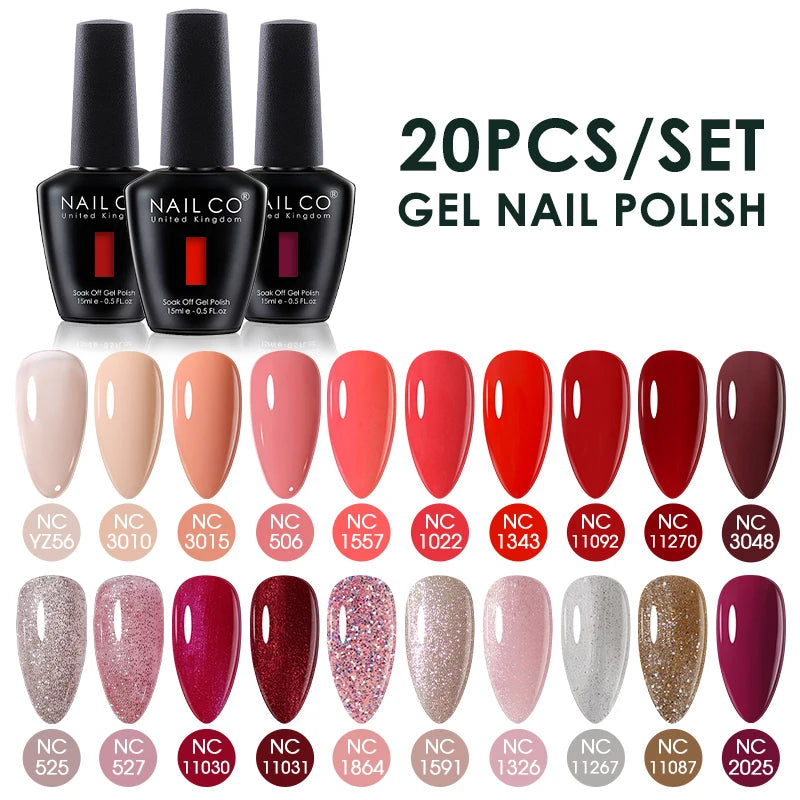 NAILCO 15ml 30/20/10pcs/Set UV Gel Nail Polish Semi Permanent Esmalte Vernis LED Gel Varnish Soak Off Nail Art All For Manicure