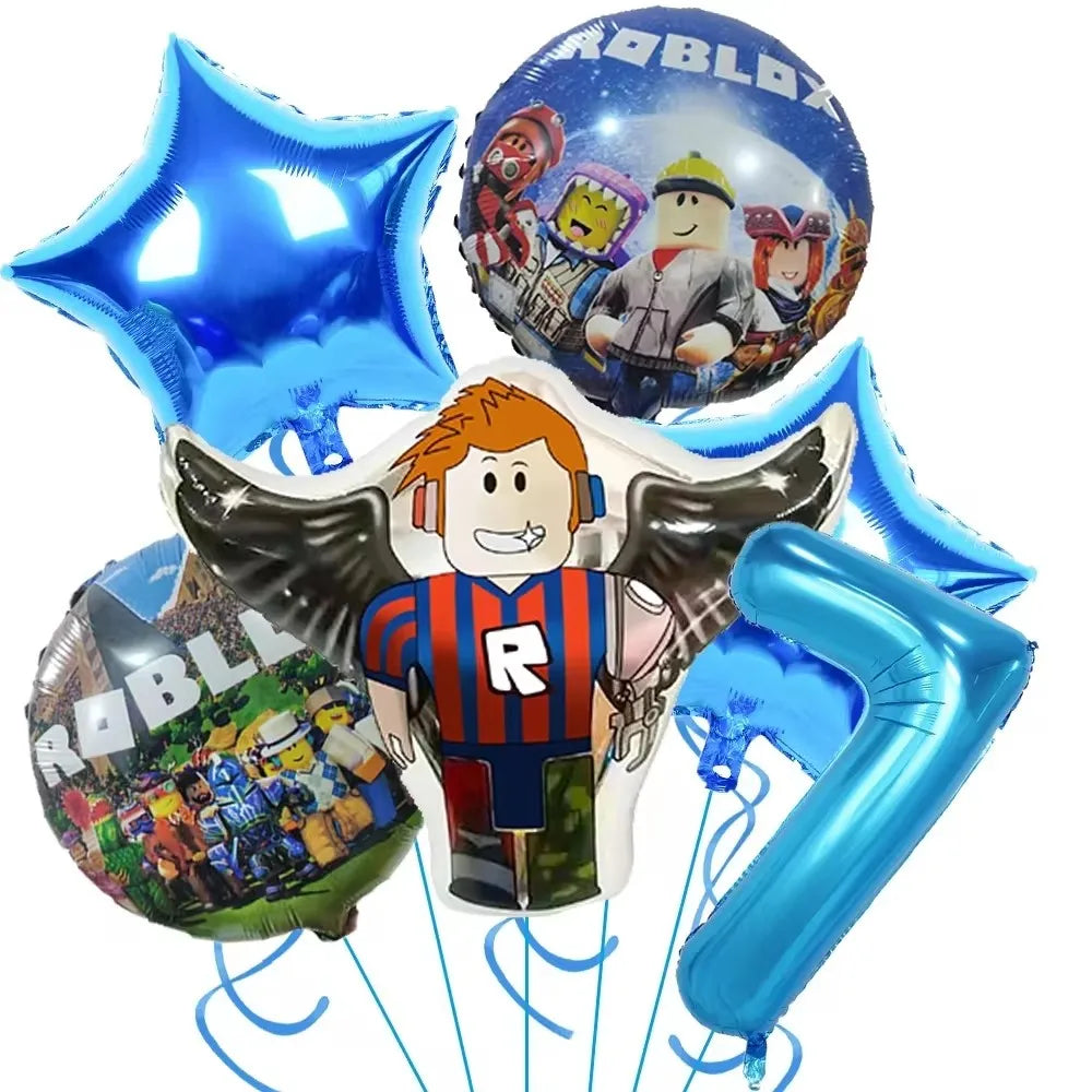 139PCS Roblox Birthday Decoration Party Kit Disposable Tableware Set Roblox Game Tablecloth Balloon Gift Bag Kids Party Supplies