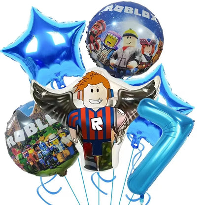 139PCS Roblox Birthday Decoration Party Kit Disposable Tableware Set Roblox Game Tablecloth Balloon Gift Bag Kids Party Supplies