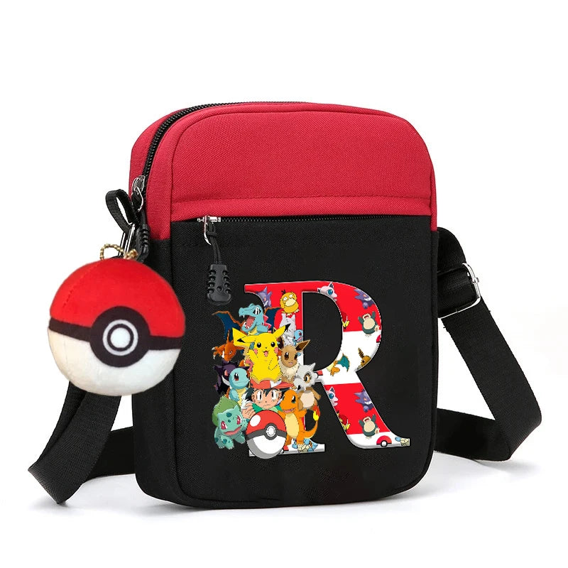 Cute Pokemons Letter A-Z Chest Packs Anime Pikachus Boy Girl Daily Travel Phone Pouch Shoulder Bag Outdoor Sport Crossbody