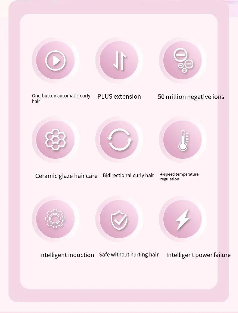 Fully Automatic Curling Iron Anti-Tangle Hair Curler with Negative Ions Latest Curling Wand Hair Curler for long-lasting styling