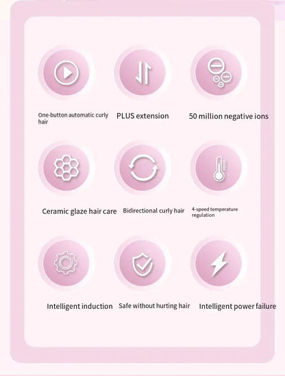 Fully Automatic Curling Iron Anti-Tangle Hair Curler with Negative Ions Latest Curling Wand Hair Curler for long-lasting styling