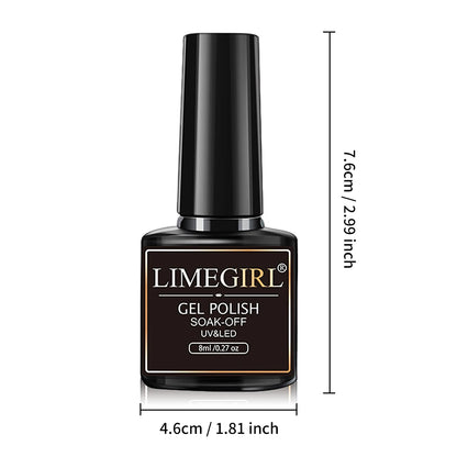 Limegirl Gel Nail Kit with Nail Lamp, 8ml Morandi Set, Base/Top/Matte, 30 Days Wear, UV/LED for Home & Salon