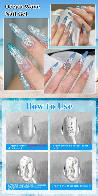NICOLE DAIRY 15ml Bubble Ocean Wave Glue White Gel Nail Polish Summer Nail Poke Varnish UV LED Soak Off Gel For Nail Art Manicur