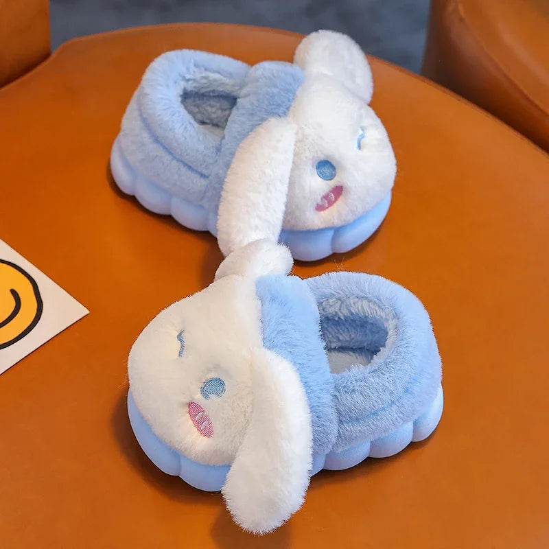 Cartoon Pikachu Figures Cotton Slippers Cover Heel Anime Peripheral Cute Flat Autumn/Winter Warm Plush Slippers Christmas Gifts