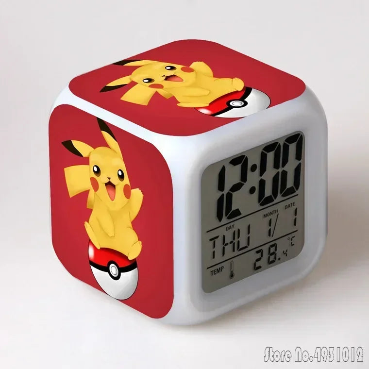 Anime Cartoon Pok é mon Cartoon Alarm Clock Creative Student 8x8x8cm LED Cube with Colorful Light Display Time Week Month