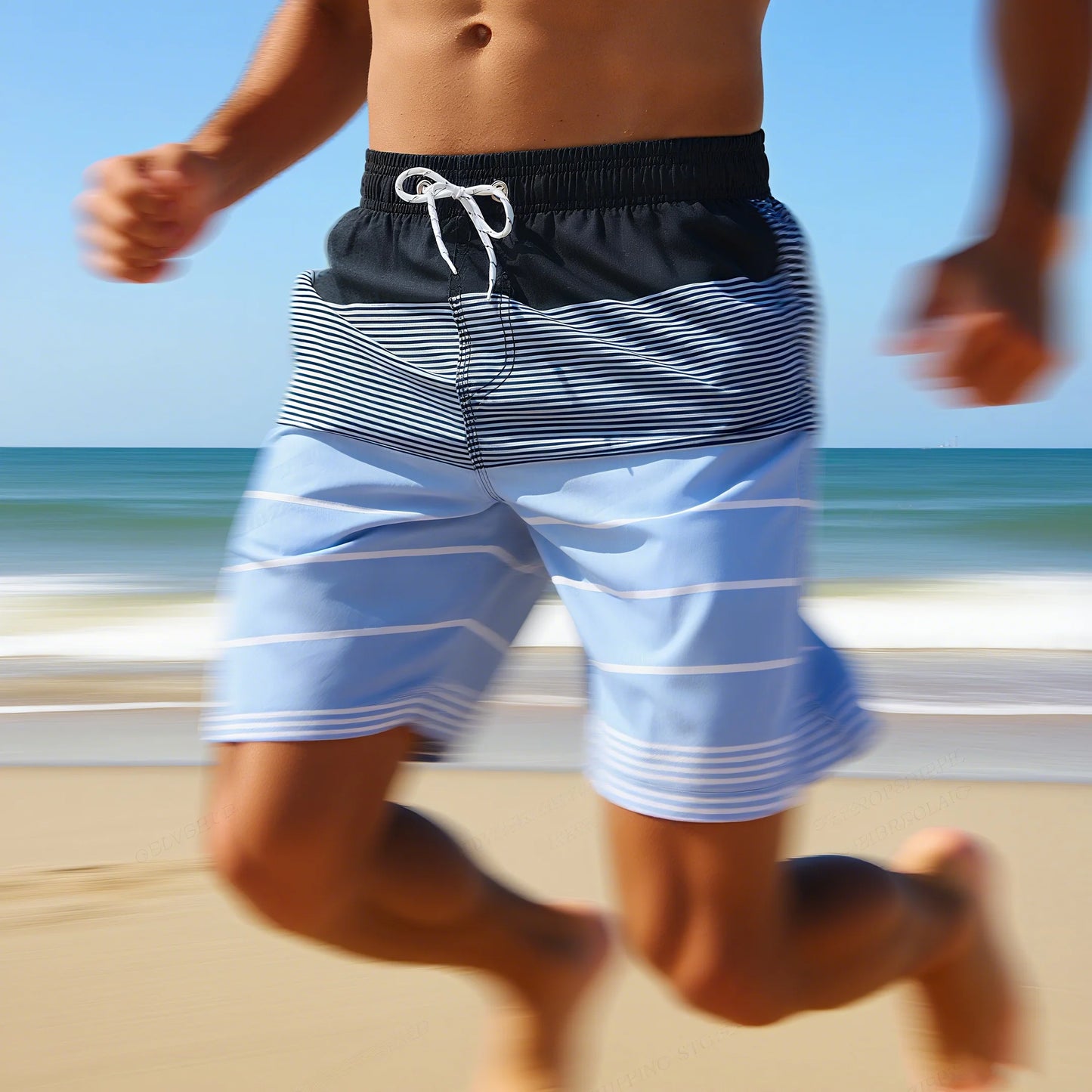 Gradient Stripes Graphic Swim Trunks For Men Colorful Splicing 3D Printed Short Pants Summer Hawaii Surf Swimsuit Beach Shorts