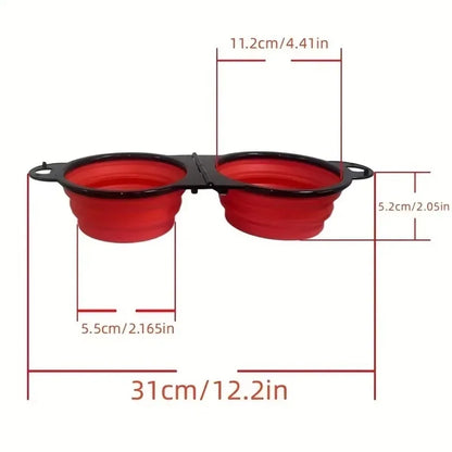 1-piece 2-in-1 Foldable Dual Bowl Feeding Bowl Portable Outdoor Travel Dog Cat Drinking Bowl Pet Supplies Outdoor Feeding Water