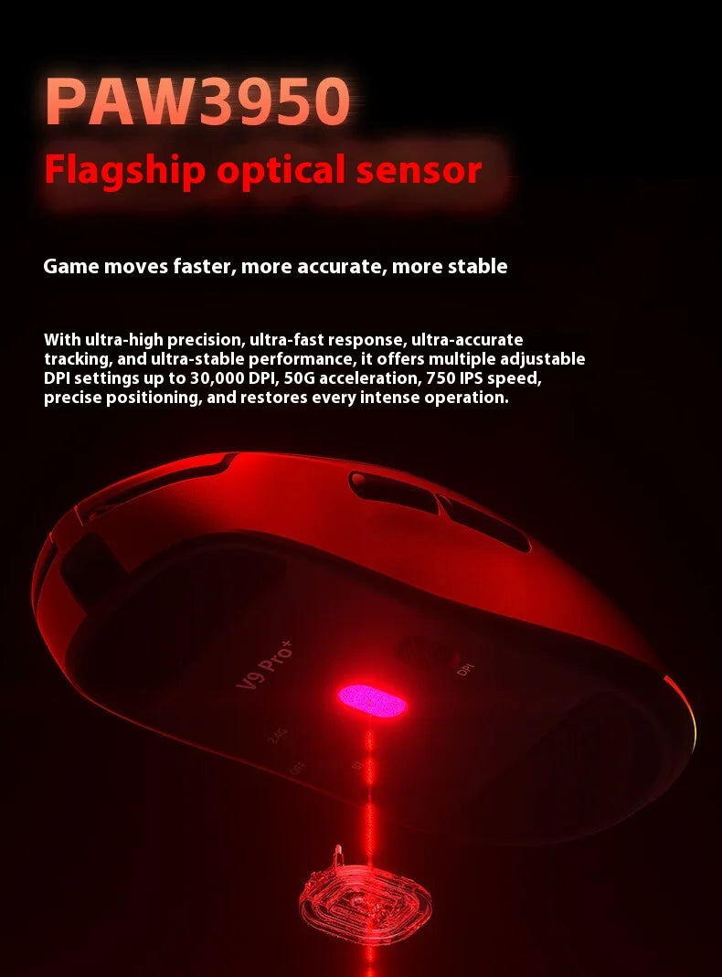 AULA V9 V9+ Wireless Mouse Tri Mode Bluetooth Lightweight Mouse E-sports Gaming Mice Esports Gaming Mice PC Accessories Gifts