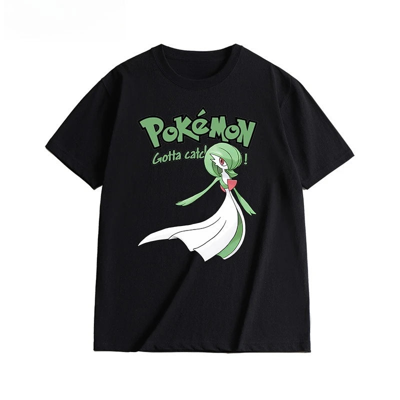 2025 Summer Poksammon Animation Brand 100% Cotton Bulbasaur Printed T-shirt for Men and Children Harajuku Casual Short Sleeve