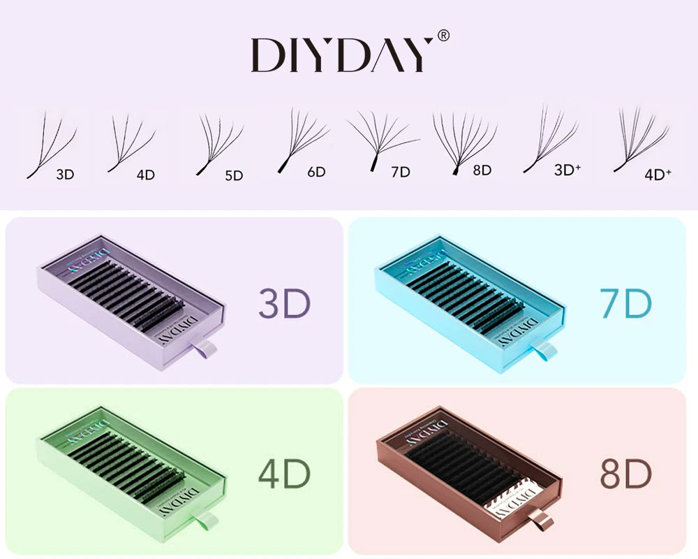 DIYDAY W Shaped Eyelash Extension Premade 3d 4d 5d 6d 7d 8d Mink Faux Lashes BASF PBT Natural Look False Eyelashes